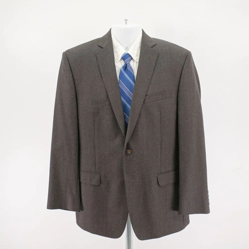 Calvin Klein Brown Black Soft Wool Star Check 2 Button 40S Tagged 40R Sport Coat